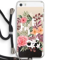 Hello in flowers: iPhone 5 / 5S / SE Transparant Hoesje met koord