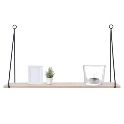 Wandplank/boekenplank - metaal - Paulownia hout - 50 x 16 x 29 cm