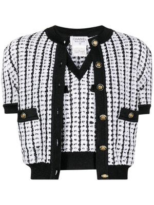 CHANEL Pre-Owned ensemble cardigan-haut en tweed (1997) - Noir