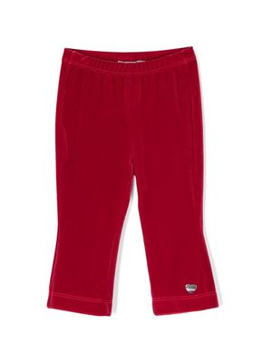 Monnalisa legging en velours à breloque cœur - Rouge