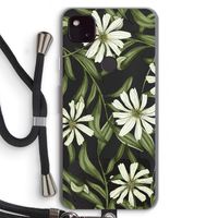 Wit bloemenpatroon: Pixel 4a 5G Transparant Hoesje met koord