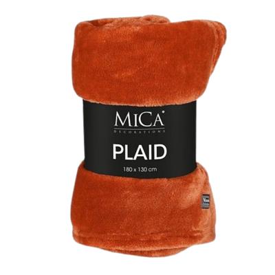 Fleece deken - terra - 130 x 180 cm - polyester - Famke - fleeceplaid