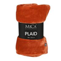 Fleece deken - terra - 130 x 180 cm - polyester - Famke - fleeceplaid