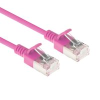 ACT DC7402 LSZH U/FTP CAT6A Datacenter Slimline Patchkabel Snagless | RJ45 Connectoren | Roze | 2 meter