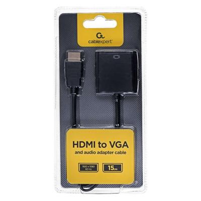 Gembird A-HDMI-VGA-03 video kabel adapter 0,15 m HDMI Type A (Standaard) VGA (D-Sub) Zwart