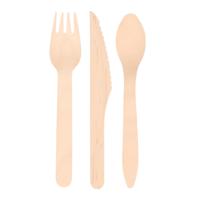 Humbert wegwerp bestek - hout - 300 delig - wegwerp - lepels - messen - vorken - 18 cm