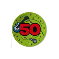 10x stuks Papieren party bordjes verjaardag 50 jaar groen 23 cm - thumbnail