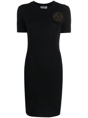 Versace Jeans Couture robe en coton stretch à logo imprimé - Noir