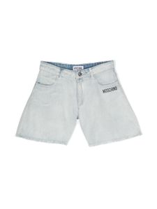 Moschino Kids short en jean à bords francs - Bleu