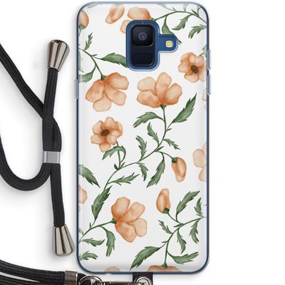 Peachy flowers: Samsung Galaxy A6 (2018) Transparant Hoesje met koord