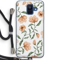 Peachy flowers: Samsung Galaxy A6 (2018) Transparant Hoesje met koord