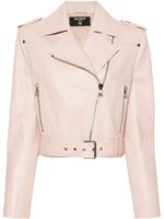 Balmain Pre-Owned veste de moto en cuir à coupe crop - Rose