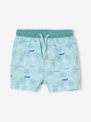 Bedrukte zwemshort voor babyjongens blauwgroen