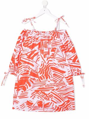 MSGM Kids robe à imprimé graphique all-over - Rouge