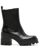 Calvin Klein Jeans bottines en cuir à semelle épaisse 90 mm - Noir