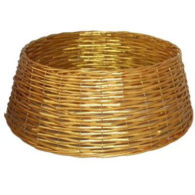 Kerstboomrok/kerstboommand - goud - gevlochten wilg - D45 cm en H20 cm - voor kerstboom van 180 cm