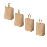 Deurstopper zak - 4x - 1 kilo - licht bruin - pluche/teddy stof - 20 x 10 cm