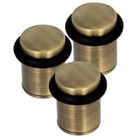 AMIG Deurstopper/deurbuffer - 3x - D32mm - inclusief schroeven - geborsteld nikkel