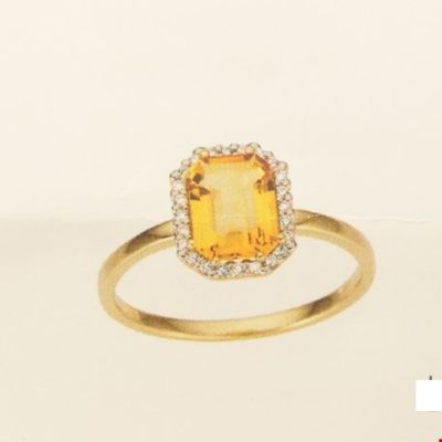 TFT Ring Citrien En Diamant 0.10ct H SI Geelgoud