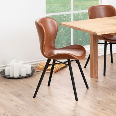Bendt Eetkamerstoel 'Olle' PU, kleur Cognac