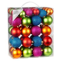 50x Kunststof gekleurde kerstballen pakket 4 en 6 cm - Kerstbal