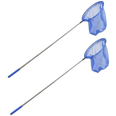 Telescopisch visnet/schepnet - 2x - blauw - metaal - 36 tot 67 cm Telescopisch visnet/schepnet - 2x - blauw - metaal - 36 tot 67 cm