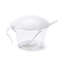 Suikerpotje - met lepeltje - kunststof - 320 ml - transparant - 15 cm