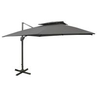VidaXL Zweefparasol met dubbel dak 300x300 cm antracietkleurig
