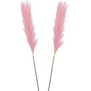 Pluimgras losse steel/tak - 2x - roze - 104 cm - Decoratie kunst pluimen