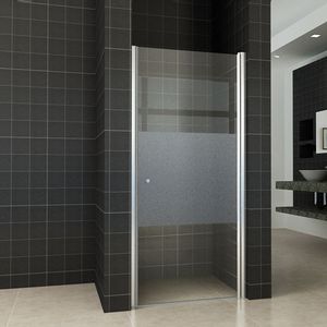 Douchedeur Florida Nisdeur Draaideur Rechtsdraaiend 80x202cm Antikalk Helder/Mat Glas Chroom Profiel 8mm Veiligheidsglas Easy Clean