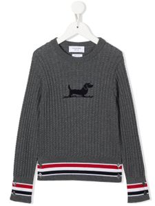 Thom Browne Kids pull en maille torsadée à col rond - Gris