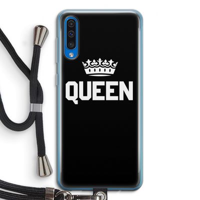 Queen zwart: Samsung Galaxy A50 Transparant Hoesje met koord