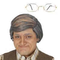 Verkleedpruik voor heren - Opa/Abraham/bejaarde - met brilletje - Carnaval - Oude man