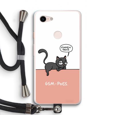 GSM poes: Pixel 3 XL Transparant Hoesje met koord