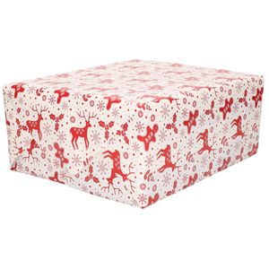 1x Rollen Kerst inpakpapier/cadeaupapier wit/rood 2,5 x 0,7 meter   -