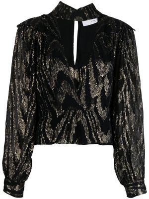 IRO blouse en jacquard Lila à col plongeant - Noir