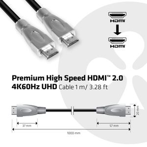 CLUB3D Premium High Speed HDMI™ 2.0 4K60Hz UHD Kabel 1 meter Certified