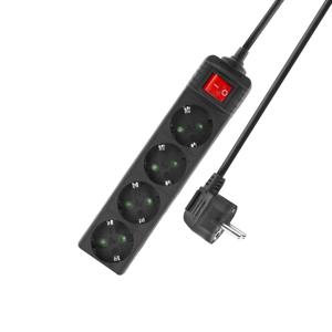 ACT Stekkerdoos met schakelaar, 4 sockets, 2 m, zwart