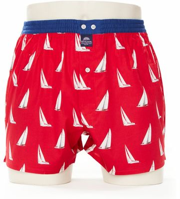 McAlson Boxershort Rood Zeilboot Met Lange Pijpen Los Model
