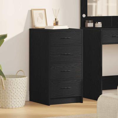 Dressoir met lade Zwart eiken 40 x 41 x 75 cm Bewerkt hout