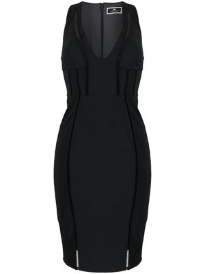 Elisabetta Franchi robe mi-longue cintrée à design sans manches - Noir