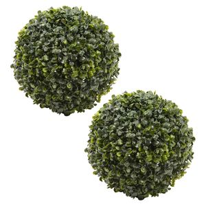 Everlands Buxus bol kunstplanten - 2x stuks - klein - D22 cm - groen - kunststof - Kunstplanten