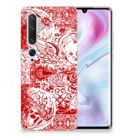 Silicone Back Case Xiaomi Mi Note 10 Pro Angel Skull Rood