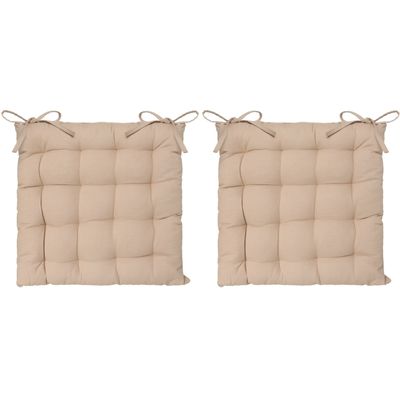 Atmosphera Stoelkussen - 8x - beige - katoen - 38 x 6 cm - zitkussen