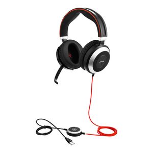 Jabra Evolve 80 UC Stereo Headset Bedraad Hoofdband Kantoor/callcenter Zwart