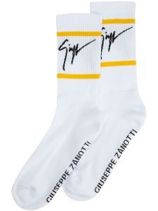 Giuseppe Zanotti chaussettes 3/4 en maille intarsia - Blanc