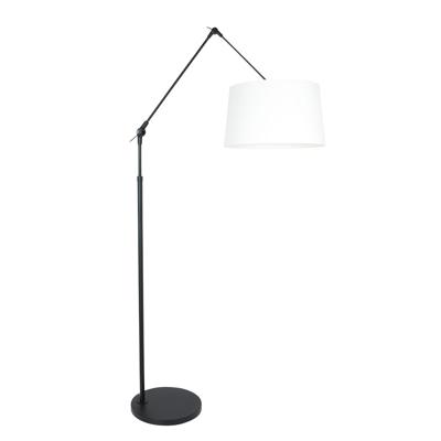 Steinhauer Verstelbare vloer schemerlampPrestige Chic 35cm zwart met linnen wit - 8184ZW