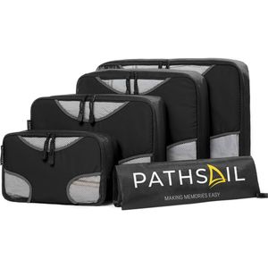 Pathsail® Packing Cubes Set 5-Delig - Bagage Organizers - Koffer organizer set - Inclusief was tas - Dark grey