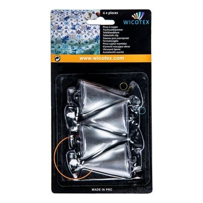 Wicotex tafelkleed hangers kegels zilver 4 stuks metaal
