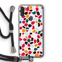 Colored Giraffe: Samsung Galaxy A11 Transparant Hoesje met koord